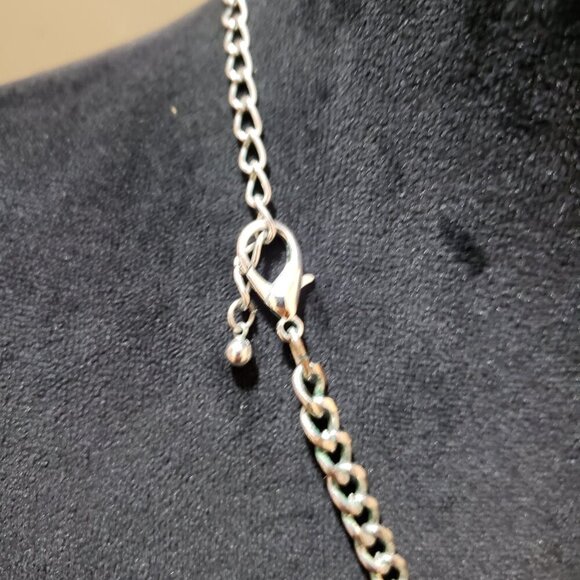 Womens Black and Clear Rhinestone 3D Flower Chunky Necklace with Lobster Clasp - Picture 7 of 7